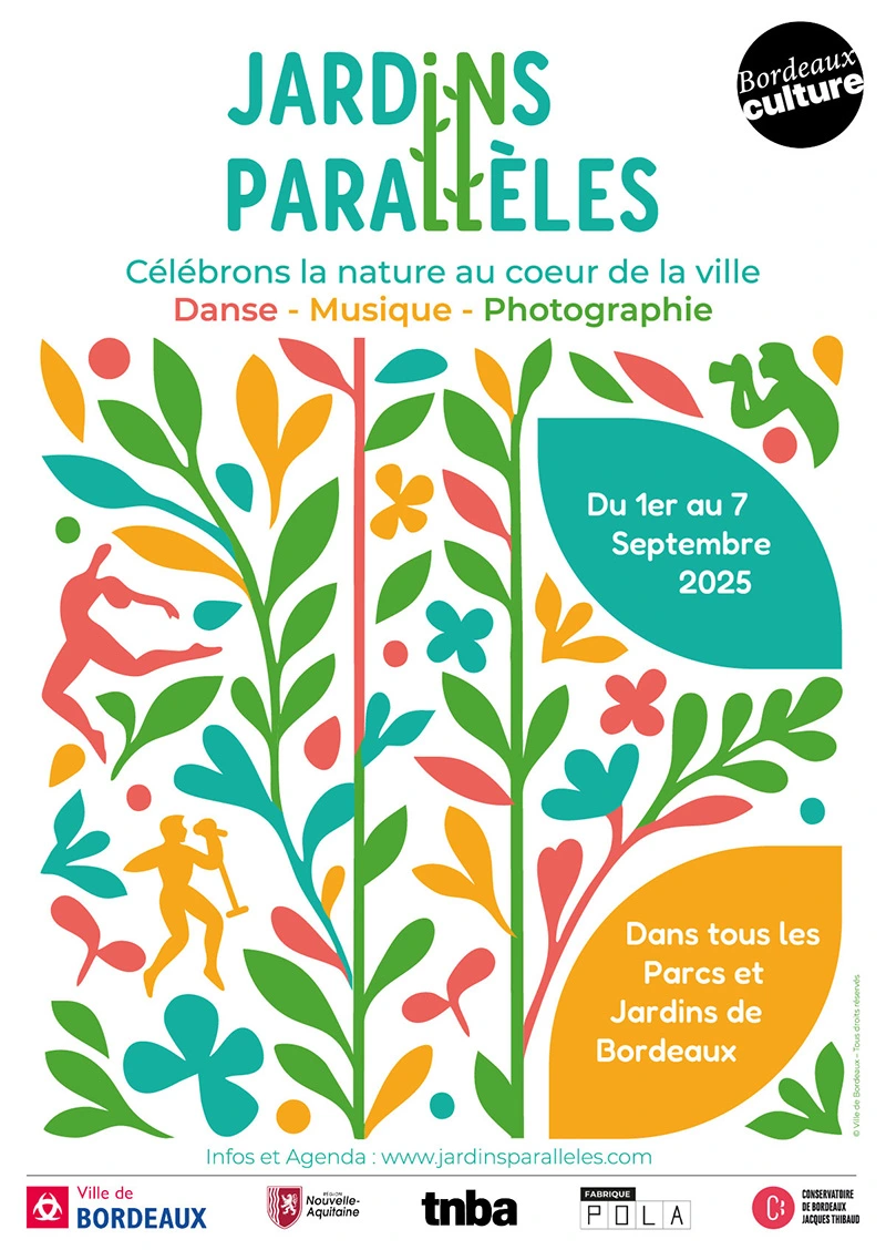 Affiche du festival Jardins Parallèles à Bordeaux.